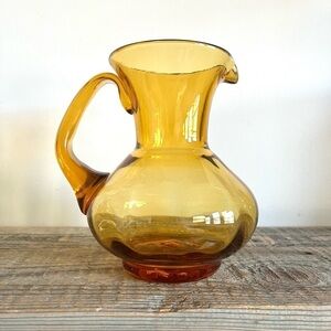 Amber blown glass pitcher